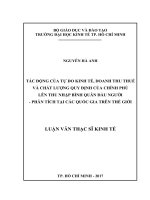 Tác động của tự do kinh tế, doanh thu thuế và chất lượng quy định của chính phủ đến thu nhập bình quân đầu người, phân tích tại các quốc gia trên thế giới 