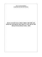 BÁO CÁO KẾT QUẢ THỰC HIỆN CHỈ TIÊU KẾ HOẠCH, GIAI ĐOẠN 2011-2015 VÀ XÂY DỰNG KẾ HOẠCH GIAI ĐOẠN 2016  2020
