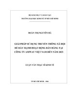 Giải pháp sử dụng truyền thông xã hội để đẩy mạnh hoạt động bán hàng tại công ty amway việt nam đến năm 2025