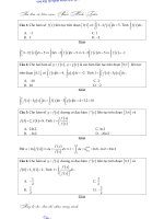 Câu hỏi vận DỤNG NGUYÊN TÍCH PHÂN