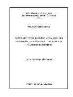 Những yếu tố tác động đến sự hài lòng khách hàng mua sách trực tuyến khu vực thành phố hồ chí minh