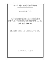 NÂNG CAO HIỆU QUẢ HOẠT ĐỘNG CỦA HỘI  CHỮ THẬP ĐỎ KHỐI DOANH NGHIỆP TỈNH LÀO CAI  GIAI ĐOẠN 2016  2021