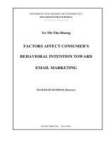 Factors affecting consumers behavioral intention toward email marketing 