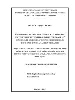 USING INDIRECT CORECTIVE FEEDBACK ON STUDENTS’ WRITING TO IMPROVE WRITING SKILLS FOR GRADE 10TH MIXED LEVEL STUDENTS AT VAN NOI HIGH SCHOOL IN DONG ANH, HANOI AN ACTION RESEARCH
