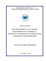 Thay đổi sinh kế của các hộ dân bị thu hồi đất sau tái định cư nghiên cứu tình huống dự án khu du lịch Vinpearl Quy Nhơn, Bình Định