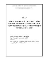 Nâng cao hiệu quả thực hiện chính sách ưu đãi Người có công với cách mạng tại huyện Vụ Bản, tỉnh Nam Định giai  đoạn 2016  2020