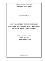CHẾ tạo vật LIỆU THỦY TINH BORATE PHA tạp ce3+ và KHẢO sát TÍNH CHẤT QUANG NHẰM ỨNG DỤNG TRONG đèn LED 