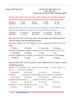 thpt tien du 1 bac ninh mon tieng anh lan 1 nam 2017 file word co loi giai 