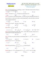 Đề thi thử THPT 2017 môn Toán trường THPT Lam Kinh Thanh Hóa Lần 1 File word Có lời giải chi tiết