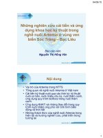 CHUYÊN ĐỀ:Những nghiên cứu cải tiến và ứng dụng khoa học kỹ thuật trong nghề nuôi Artemia ở vùng ven biển Sóc Trăng – Bạc Liêu