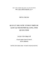 Quản lý nhà nước về phát triển du lịch tại thành phố Hạ Long, Quảng Ninh