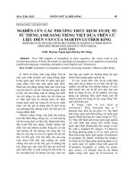 NGHIÊN cứu các PHƢƠNG THỨC DỊCH ẩn dụ TU từ TIẾNG ANH SANG TIẾNG VIỆT dựa TRÊN cứ LIỆU DIỄN văn của MARTIN LUTHER KING (tt) 