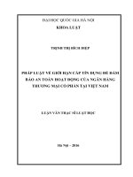 Pháp luật về giới hạn cấp tín dụng để đảm bảo an toàn toàn hoạt động của ngân hàng thương mại cổ phần tại việt nam (tóm tắt) 