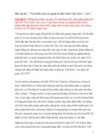 Bài dự thi: “ Tìm hiểu lịch sử quan hệ đặc biệt Việt Nam – Lào” Chủ đề 5: Những kỷ niệm sâu sắc về tình đoàn kết, hữu nghị giữa hai dân tộc Việt Nam lào, Lào Việt Nam trong sự nghiệp đấu tranh giành độc lập dân tộc trước đây cũng như trong công cuộc xây d