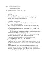 Kế hoạch cho 1 hoạt động cụ thể trong dự án Quản  lý dự án