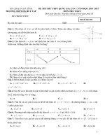 Đề thi thử THPT quốc gia 2017 môn toán trường THPT hà huy tập   hà tĩnh lần 1 