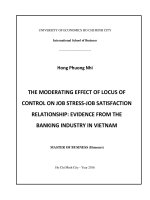 The moderating effect of locus of control on job stress job satisfaction relationship evidence from the banking industry in vietnam 