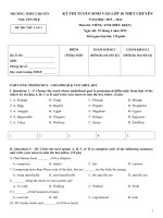 Đề thi thử vào 10 môn Anh THPT Chuyên NGUyễn Huệ 2015-2016 lần 3