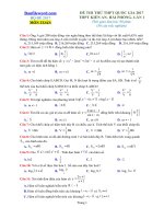 Đề thi thử THPT 2017 môn Toán trường THPT Kiến An Hải Phòng Lần 1 File word Có lời giải chi tiết