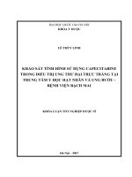 Khảo sát tình hình sử dụng Capecitabine trong điều trị ung thư đại trực tràng tại Trung tâm y học hạt nhân và ung bướu - bệnh viện Bạch Mai