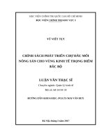 Chính sách phát triển chợ đầu mối nông sản cho Vùng kinh tế trọng điểm Bắc Bộ