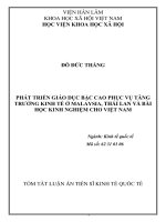 Phát triển giáo dục bậc cao phục vụ tăng trưởng kinh tế ở Malaysia, Thái Lan và bài học kinh nghiệm cho Việt Nam