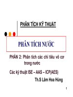 Phân tích các chỉ tiêu vô cơ trong nước 