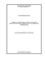 Nghiên cứu tiềm năng và đề xuất sử dụng bền vững đất nông nghiệp tại lưu vực hồ Ba Bể, tỉnh Bắc Kạn