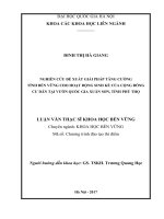 Nghiên cứu đề xuất giải pháp tăng cường tính bền vững cho hoạt động sinh kế của cộng đồng dân cư tại Vườn Quốc gia Xuân Sơn, tỉnh Phú Thọ