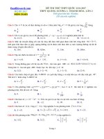 Đề thi thử THPT 2017 môn Toán trường THPT Quảng Xương 1 Thanh Hóa Lần 2 File word .doc Có lời giải chi tiết