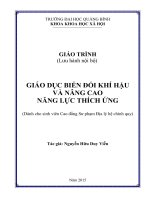 GIÁO TRÌNH GIÁO dục BIẾN đổi KHÍ hậu và NÂNG CAO NĂNG lực THÍCH ỨNG (dành cho sinh viên cao đẳng sư phạm địa lý hệ chính quy) 