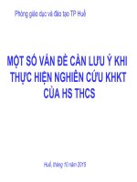 Một Số Vấn Đề Cần Lưu Ý Khi Thực Hiện Nghiên Cứu KHKT Của HS THCS