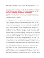 Bài dự thi: “ Tìm hiểu lịch sử quan hệ đặc biệt Việt Nam – Lào”  Chủ đề 8:   Tầm quan trọng của việc giữ gìn và phát huy mối quan hệ đặc biệt Việt Nam Lào, lào – Việt Nam trong lịch sử của hai dân tộc và trên những chẳng đường phát triển mới.