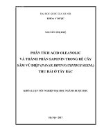 Phân tích Acid Oleanolic và thành phần Saponin trong rễ cây sâm vũ diệp (Panax Bipinnatifidus Seem.) thu hái ở Tây Bắc