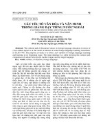 Các yếu tố văn hóa và văn minh trong giảng dạy tiếng nước ngoài (tt) 