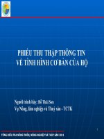PHIẾU THU THẬP THÔNG TIN  VỀ TÌNH HÌNH CƠ BẢN CỦA HỘ