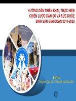 HƯỚNG DẪN TRIỂN KHAI, THỰC HIỆN CHIẾN LƯỢC DÂN SỐ VÀ SỨC KHỎE SINH SẢN GIAI ĐOẠN 2011-2020