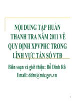 NỘI DUNG TẬP HUẤN THANH TRA NĂM 2011 VỀ QUY ĐỊNH XPVPHC TRONG LĨNH VỰC TẦN SỐ VTĐ
