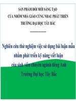 Nghiên cứu thử nghiệm việc sử dụng bài luận mẫu nhằm phát triển kỹ năng viết luận của sinh viên chuyên ngành tiếng Anh Trường Đại học Tây Bắc