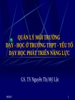 QUẢN LÝ MÔI TRƯỜNG DẠY - HỌC Ở TRƯỜNG THPT - YẾU TỐ DẠY HỌC PHÁT TRIỂN NĂNG LỰC