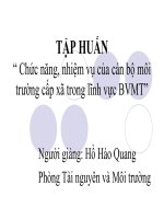 TẬP HUẤN Chức năng, nhiệm vụ của cán bộ môi trường cấp xã trong lĩnh vực BVMT