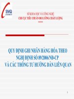 QUY ĐỊNH GHI NHÃN HÀNG HÓA THEO  NGHỊ ĐỊNH SỐ 89/2006/NĐ-CP   VÀ CÁC THÔNG TƯ HƯỚNG DẪN LIÊN QUAN