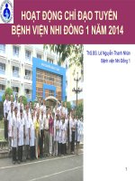 HOẠT ĐỘNG CHỈ ĐẠO TUYẾN BỆNH VIỆN NHI ĐỒNG 1
