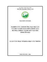 Nghiên cứu ảnh hưởng mật độ cấy và liều lượng kali đến giống lúa hương chiêm tại huyện văn yên tỉnh yên bái 