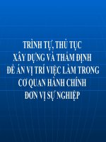 Trình Tự, Thủ Tục Xây Dựng Và Thẩm Định Đề Án Vị Trí Việc Làm Trong Cơ Quan Hành Chính Đơn Vị Sự Nghiệp