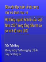 Báo cáo tập huấn về áp dụng một số danh mục vàHệ thống ngành kinh tế của Việt Nam 2007 trong tổng điều tra cơ sở kinh tế năm 2007