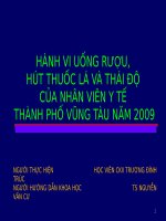 Hành Vi Uống Rượu, Hút Thuốc Lá Và Thái Độ Của Nhân Viên Y Tế Thành Phố Vũng Tàu