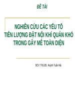 Nghiên Cứu Các Yếu Tố Tiên Lượng Đặt Nội Khí Quản Khó Trong Gây Mê Toàn Diện