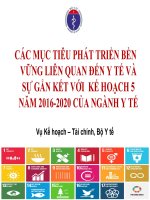 CÁC MỤC TIÊU PHÁT TRIỂN BỀN VỮNG LIÊN QUAN ĐẾN Y TẾ VÀ SỰ GẮN KẾT VỚI  KẾ HOẠCH 5 NĂM 2016-2020 CỦA NGÀNH Y TẾ