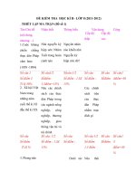 Đề kiểm tra học kì 2 lịch sử 6   7   8   9 có ma trận và đáp án 